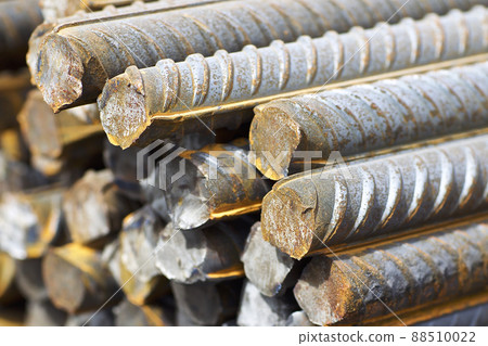 Reinforcing bars with a periodic profile in the packs are stored in the metal products warehouse 88510022