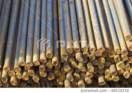 Metal profile of round section in packs at the warehouse of metal products 88510258