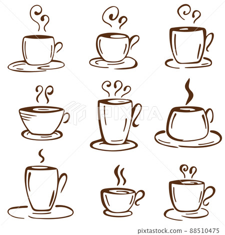 Set of vector hand drawn Coffee Cup Doodles Set of vector hand drawn Coffee Cup Doodles 88510475