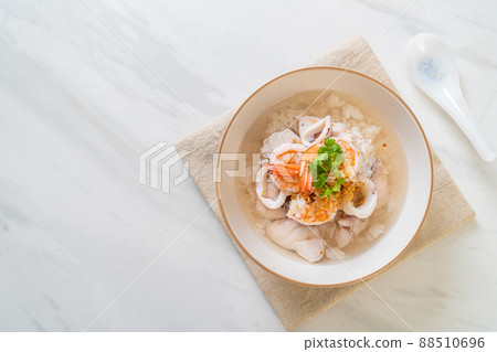boiled rice soup with seafood boiled rice soup with seafood 88510696