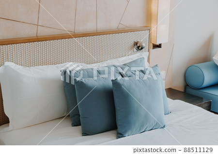 beautiful and comfortable pillow decoration in bedroom 88511129