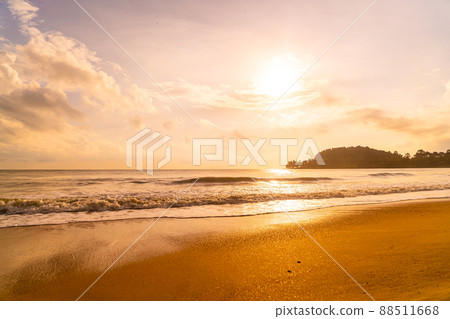 beautiful beach sea at sunrise or sunset time 88511668