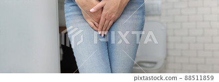 Dressed woman wants to pee Dressed woman wants to pee 88511859
