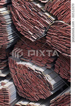 Metal profile strip in packs at the warehouse of metal products 88512870