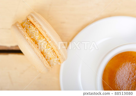 colorful macaroons with espresso coffee 88513080