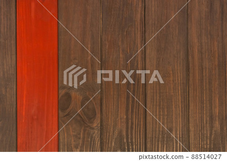 Dark Brown Wooden Texture Decorative Fence Design with Red Paint Background Wood 88514027