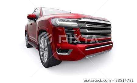 Large family seven-seater premium SUV on a white isolated background. 3d illustration. Large family seven-seater premium SUV on a white isolated background. 3d illustration. 88514781