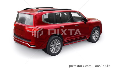 Large family seven-seater premium SUV on a white isolated background. 3d illustration. Large family seven-seater premium SUV on a white isolated background. 3d illustration. 88514816