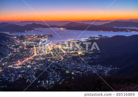 《Hiroshima Prefecture》 Night view of Haigamine, superb view of Kure city 88516869