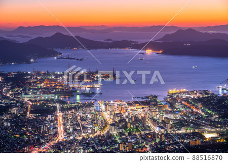 《Hiroshima Prefecture》 Night view of Haigamine, superb view of Kure city 《Hiroshima Prefecture》 Night view of Haigamine, superb view of Kure city 88516870