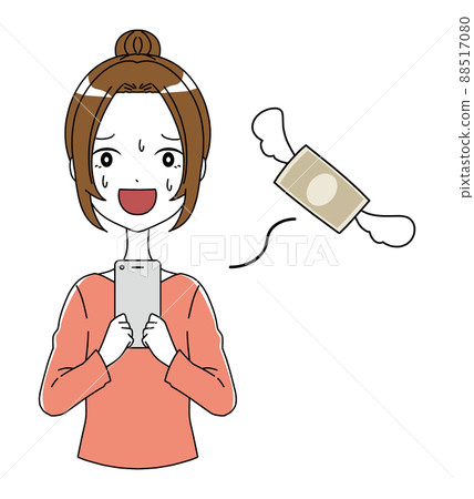 一個表情困擾的女人的插圖和飛錢的損失形象 一個表情困擾的女人的插圖和飛錢的損失形象 88517080