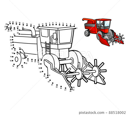 Dot to Dot Combine Harvester Isolated Coloring Dot to Dot Combine Harvester Isolated Coloring 88518002