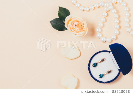 Romantic gifts jewelry earrings in box and pearl necklace 88518058