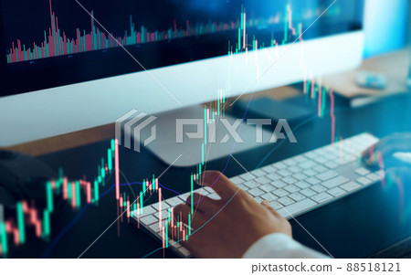 double exposure Working on a computer and graphing cryptocurrencies double exposure Working on a computer and graphing cryptocurrencies 88518121