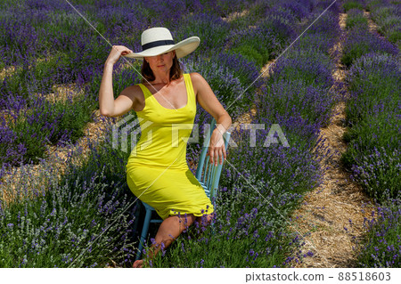 girls in lavender flowers on the field girls in lavender flowers on the field 88518603