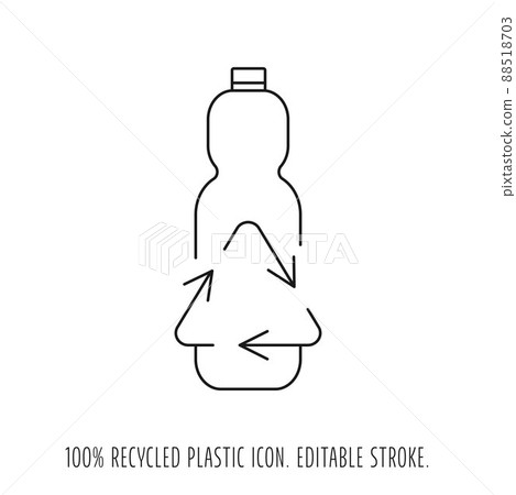 Recycle plastic bottle and garbage recycling icon concept of waste sorting. Editable stroke. Vector stock illustration isolated on white background for packaging logo print. EPS10 Recycle plastic bottle and garbage recycling icon concept of waste sorting. Editable stroke. Vector stock illustration isolated on white background for packaging logo print. EPS10 88518703