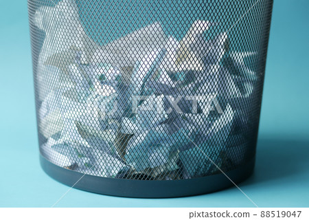 crumpled paper ball in a bin top view crumpled paper ball in a bin top view 88519047