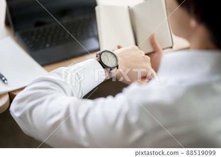 Asian businessman who cares about time Asian businessman who cares about time 88519099
