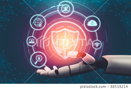 Futuristic AI thinking of droid robot artificial intelligence concept Futuristic AI thinking of droid robot artificial intelligence concept 88519214