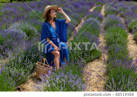 girls in lavender flowers on the field girls in lavender flowers on the field 88519388