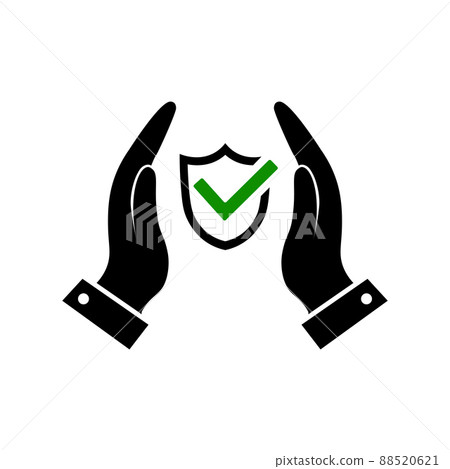 Protection hand icon. Security sign. Shield symbol Protection hand icon. Security sign. Shield symbol 88520621