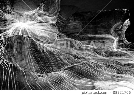 Abstract wave of digital weave lines connecting network dots and dark background Abstract wave of digital weave lines connecting network dots and dark background 88521706