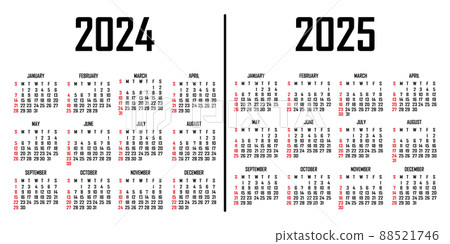 Calendar 2024-2025. The week begins on Sunday. - Stock