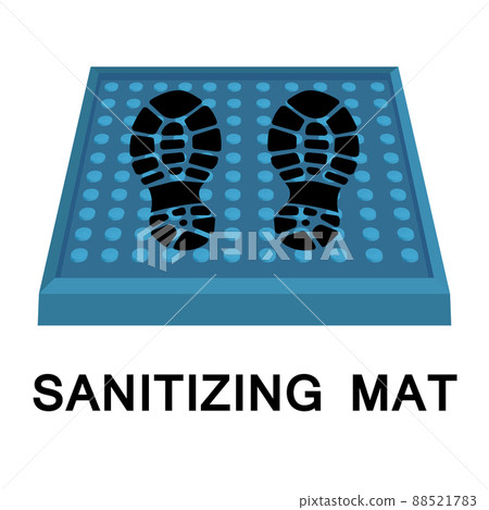 Sanitary mat. Disinfection mat icon. Disinfectant for shoes or foot baths with antiseptic solution. On a white background. The concept of coronavirus prevention, healthcare. Vector 88521783