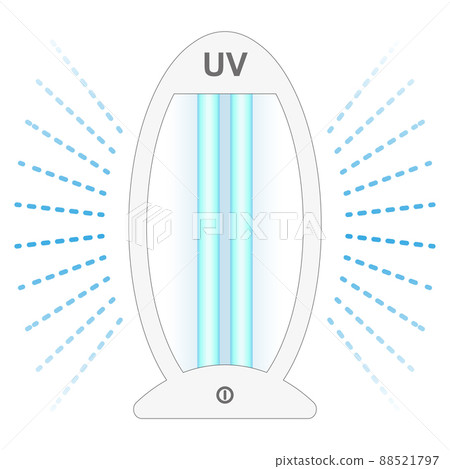 Ultraviolet bactericidal lamp. Surface cleaning, medical disinfection procedure. Illustration of a medical device for home, clinic, hospital. Prevention of the coronavirus pandemic. Vector Ultraviolet bactericidal lamp. Surface cleaning, medical disinfection procedure. Illustration of a medical device for home, clinic, hospital. Prevention of the coronavirus pandemic. Vector 88521797