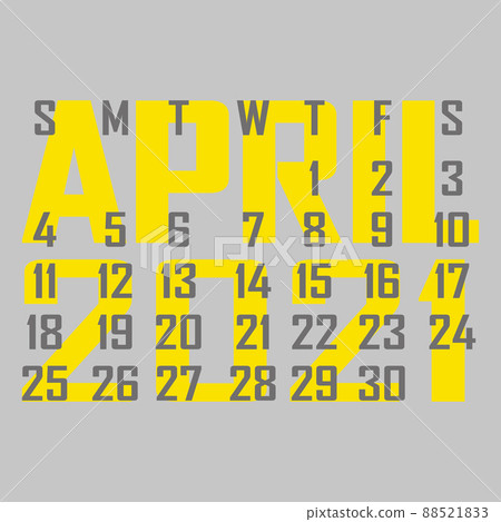 Letter calendar for April 2021. The week begins on Sunday. Time, planning and schedule concept. Flat design. Removable calendar for the month. Vector 88521833
