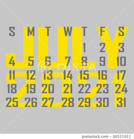 Letter calendar for July 2021. The week begins on Sunday. Time, planning and schedule concept. Flat design. Removable calendar for the month. Vector 88521911