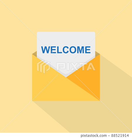 Welcome concept with open envelope. The letter reads welcome. Vector Welcome concept with open envelope. The letter reads welcome. Vector 88521914