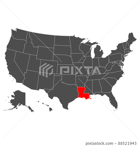 Louisiana vector map. High detailed illustration. Country of the United States of America. Flat style. Vector 88521943