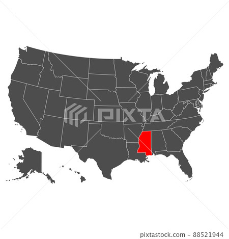Massissippi vector map. High detailed illustration. Country of the United States of America. Flat style. Vector Massissippi vector map. High detailed illustration. Country of the United States of America. Flat style. Vector 88521944