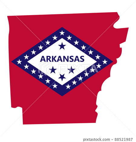 Vector map of Arkansas. High detailed illustration. Country of the United States of America. Flat style. Vector 88521987