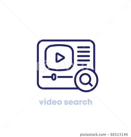 video search line icon on white video search line icon on white 88523140