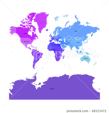 Colorful political map of World. Colorful political map of World. 88523472