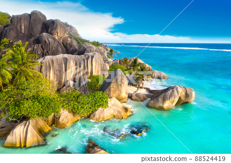 Anse Source D'Argent - the most beautiful beach of Seychelles. La Digue Island, Seychelles Anse Source D'Argent - the most beautiful beach of Seychelles. La Digue Island, Seychelles 88524419