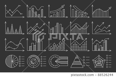 Infographic chart diagram workflow white line set. Thin simple icon business plan stages success defeat. Statistic process presentation investment growth marketing management action timeline isolated Infographic chart diagram workflow white line set. Thin simple icon business plan stages success defeat. Statistic process presentation investment growth marketing management action timeline isolated 88526244