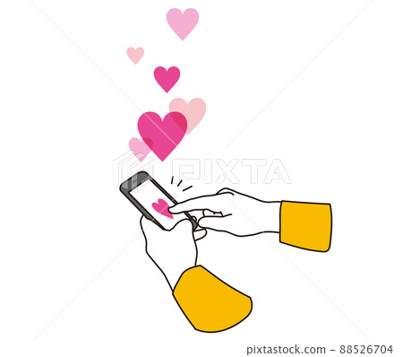 A woman who pushes a button on SNS 88526704