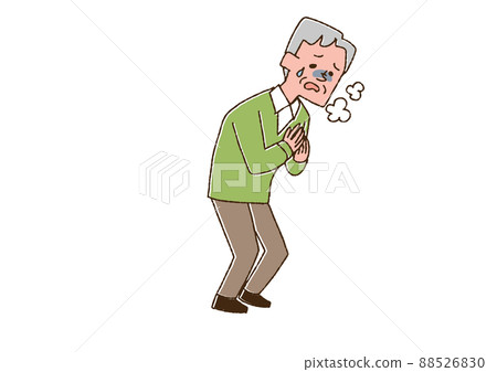 Elderly man feeling stuffy, comical handwritten... - Stock Illustration ...