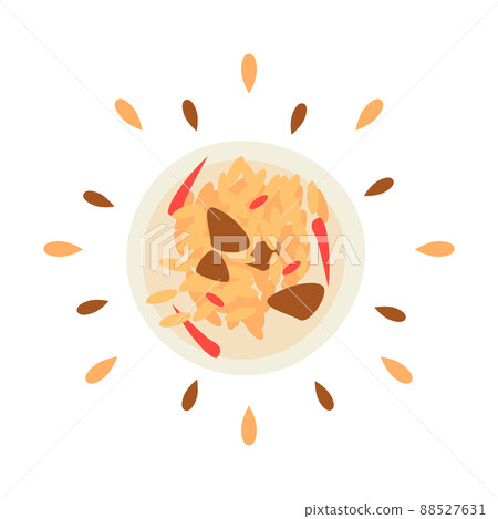 Abstract juicy rice icon with splash on white background - Vector 88527631