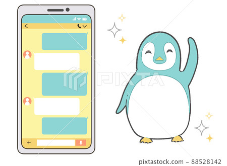 使用智能手機消息應用程序的企鵝 88528142