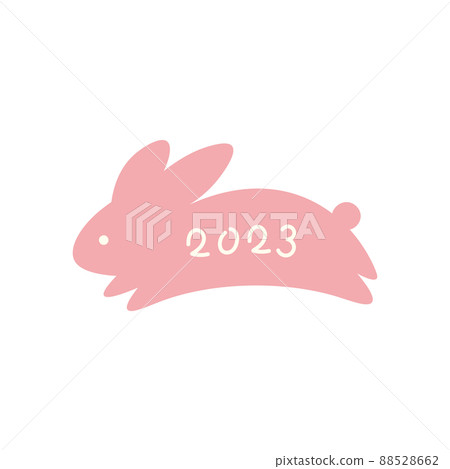 2023 Year of the Rabbit Illustration of a jumping pink rabbit 88528662