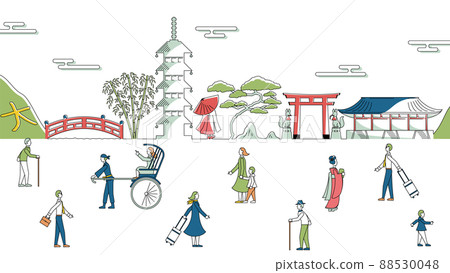 Beautiful Kyoto cityscape full of people Beautiful Kyoto cityscape full of people 88530048