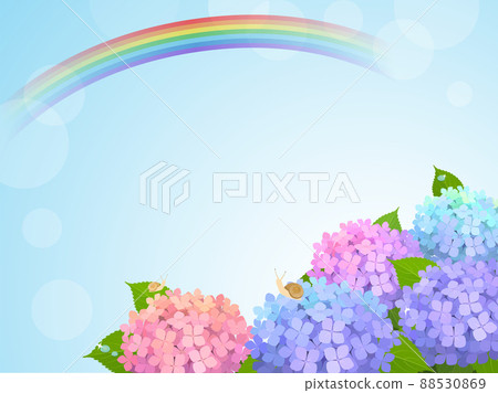 彩虹和繡球花背景/框架 88530869