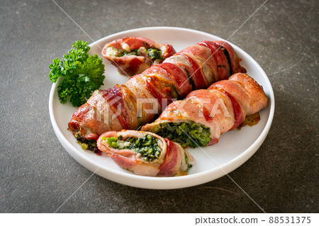 baked bacon stuffed spinach and cheese baked bacon stuffed spinach and cheese 88531375