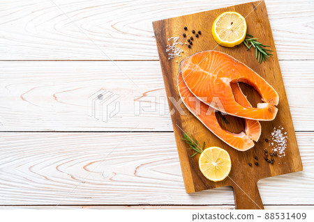fresh raw salmon fillet steak fresh raw salmon fillet steak 88531409