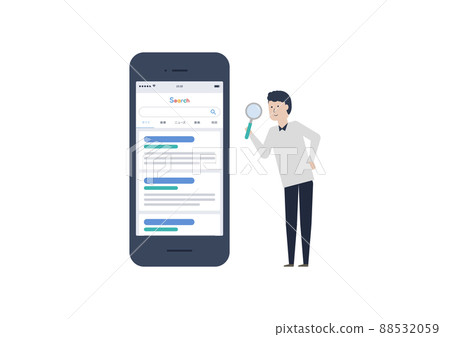 從智能手機搜索的日本男人的插圖素材 88532059