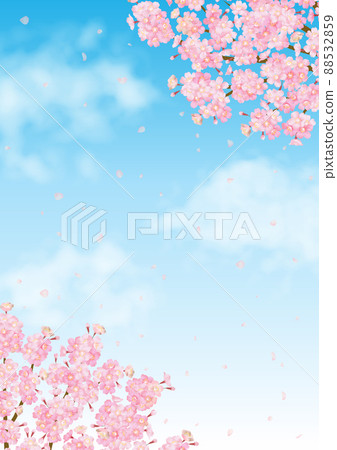 Spring-like vector material with cherry blossoms in full bloom and blue sky 88532859